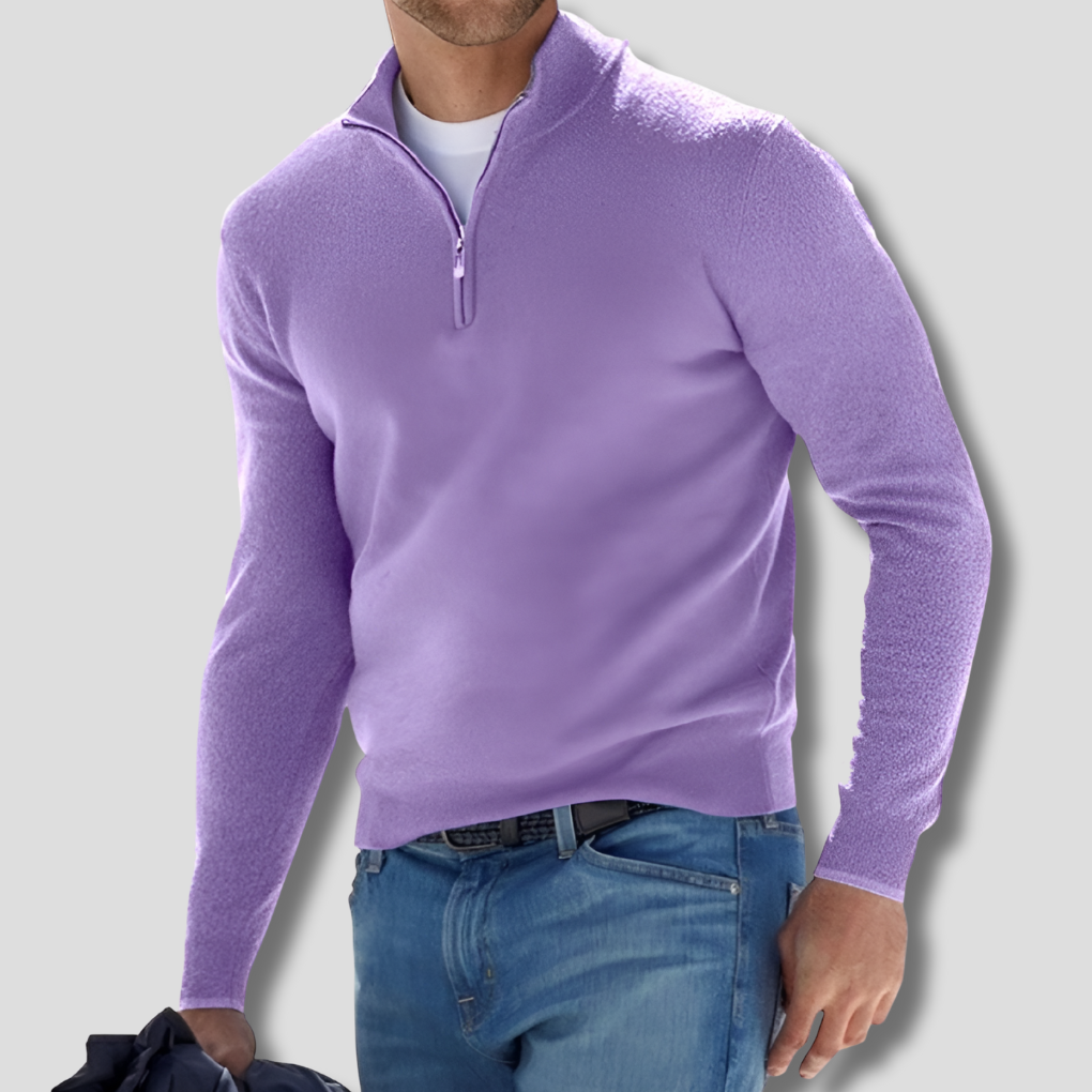 Baumwollpullover mit Reißverschlusskragen für Herren