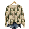 Damen Strickpullover mit Baum-Muster und Rundhalsausschnitt