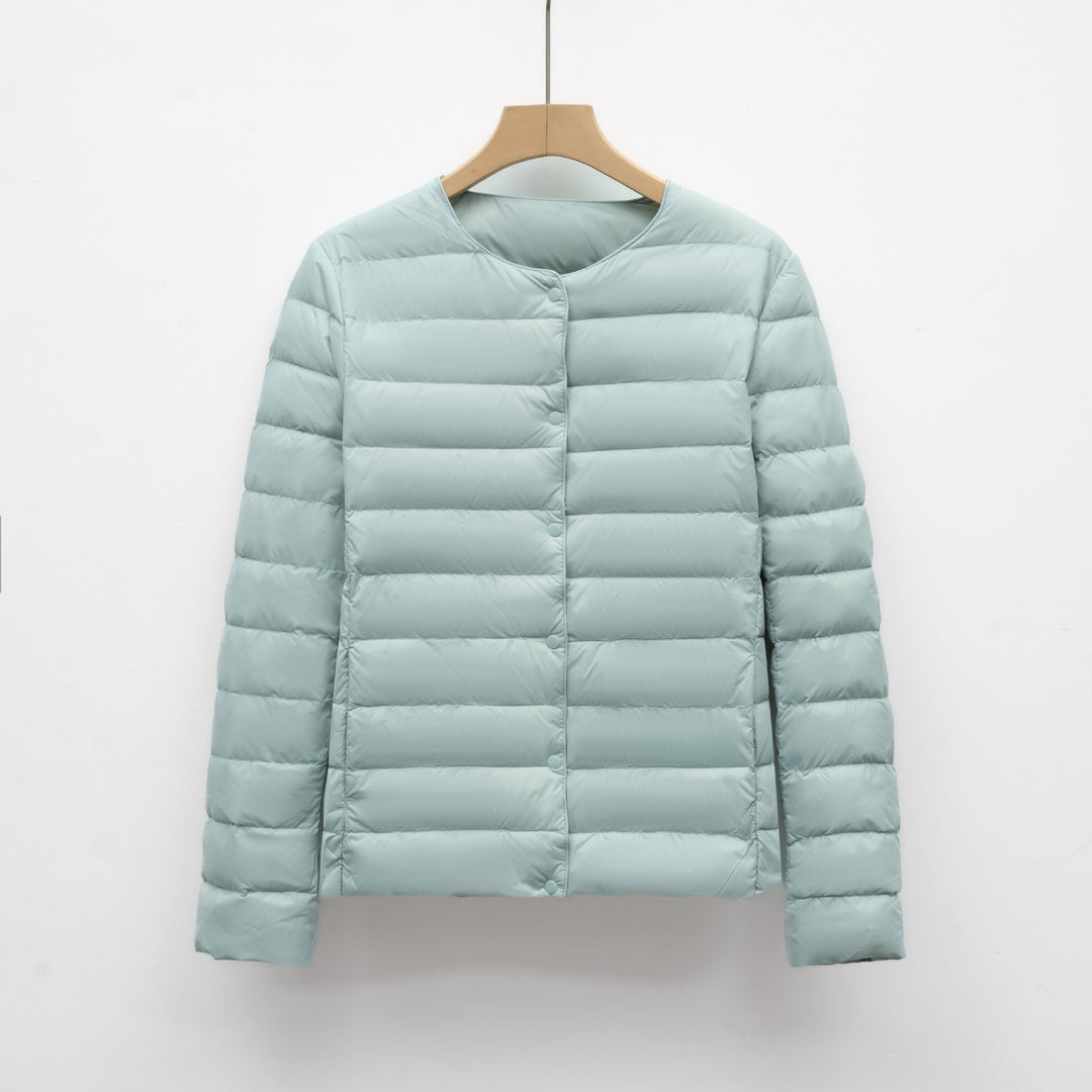 Kragenlose, tragbare Daunenjacke für Frühling und Winter
