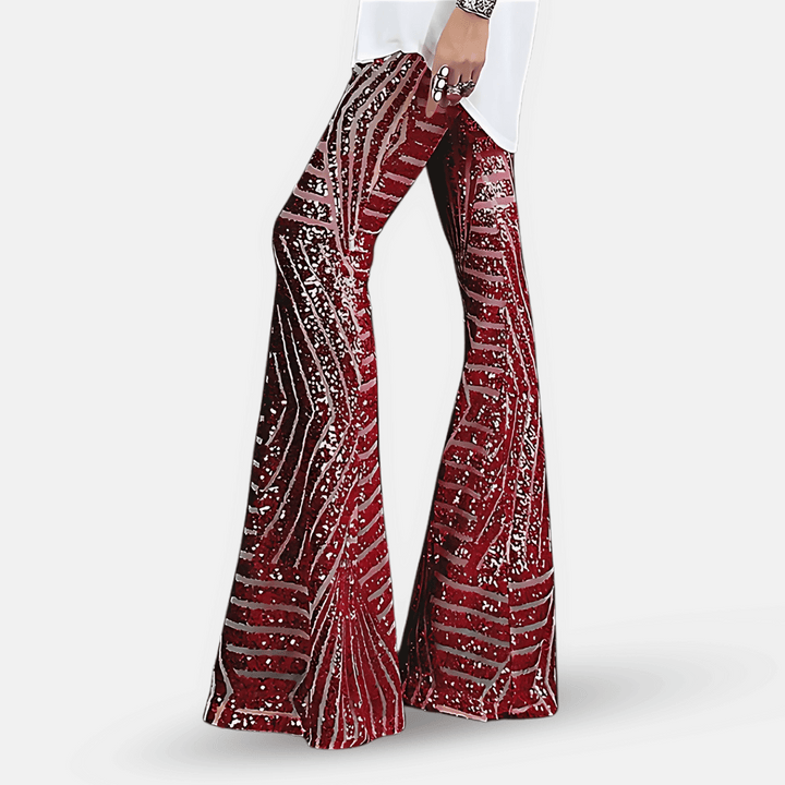 Schlaghose mit Pailletten und hoher Taille für Damen