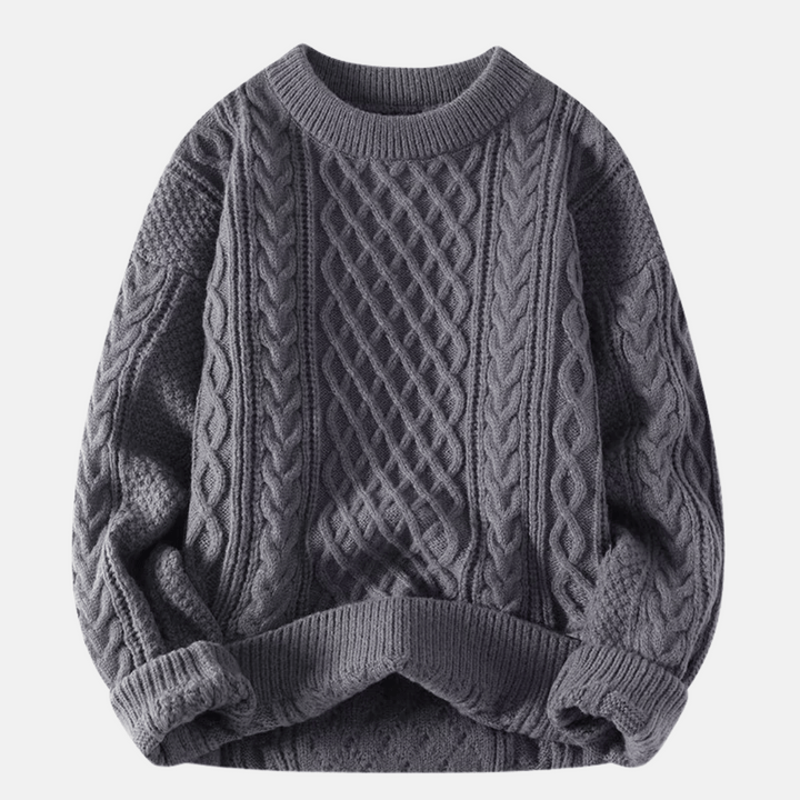 Einfarbiger gestrickter Winterpullover für Herren