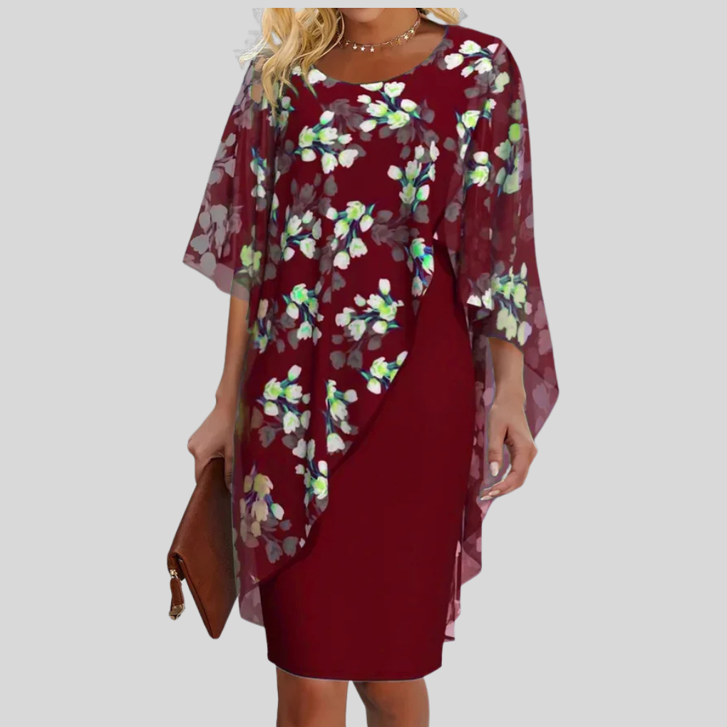 Elegantes Blumen-Chiffon-Kleid