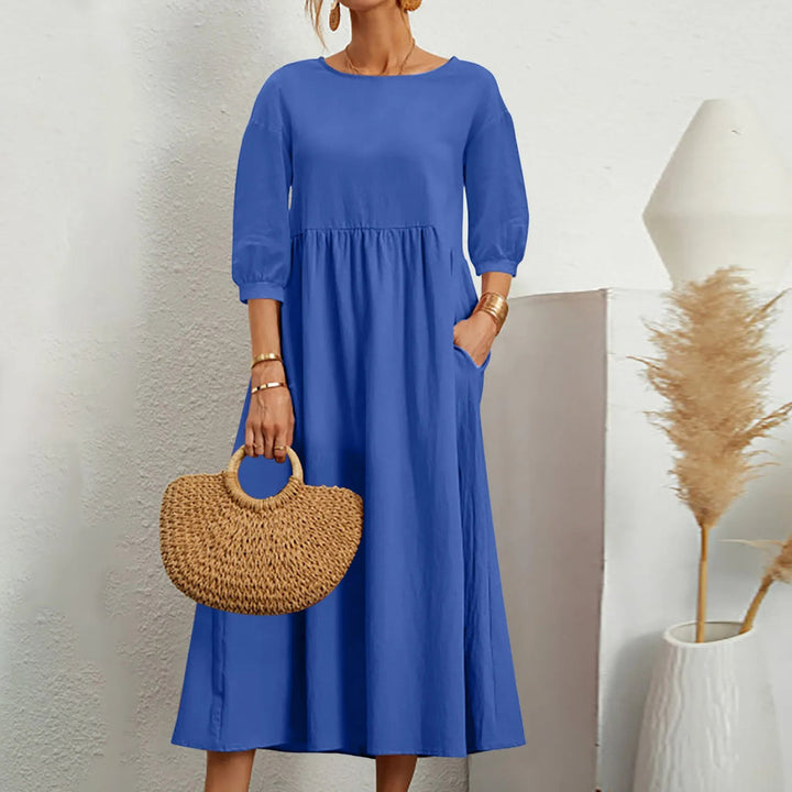 Lässiges, lockeres Patchwork-Midikleid