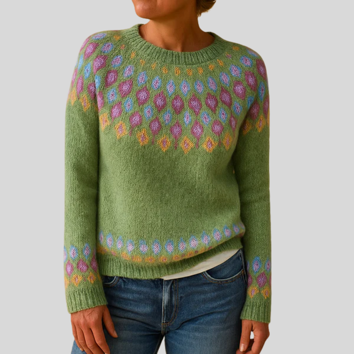 Bedruckter Wollpullover für Damen