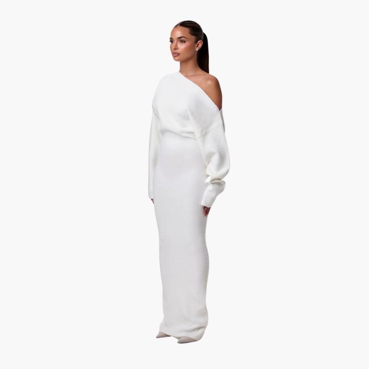 Off-Shoulder Strickkleid für Frauen – Elegantes Abendkleid