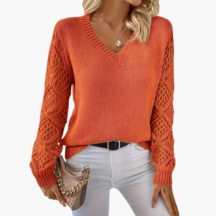 Damen Feinstrickpullover mit V-Ausschnitt und langen Ärmeln