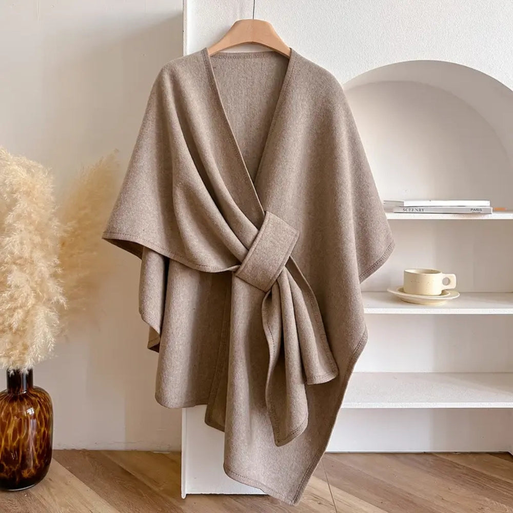 Luxuriöser windabweisender Schal-Mantel für Damen