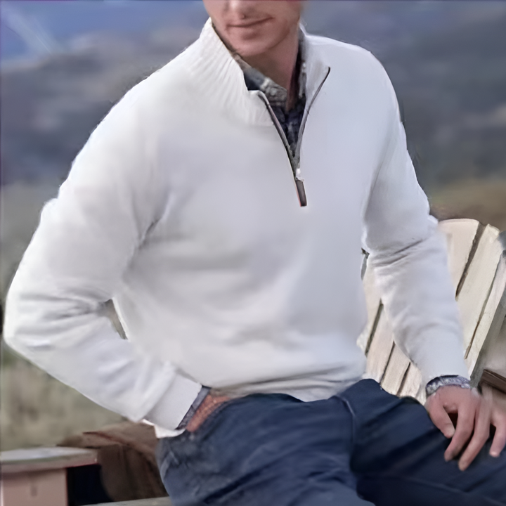 Herren-Pullover mit halbem Reißverschluss