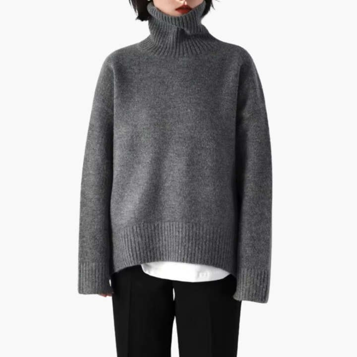 Damen Rollkragenpullover mit langen Ärmeln und gerippter Textur