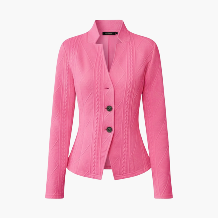 Damenblazer mit Reverskragen und Knopfverschluss