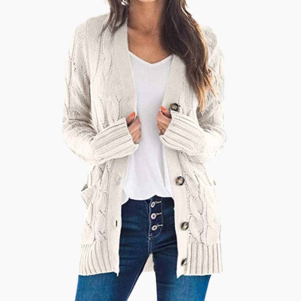Damen-Cardigan mit Knöpfen und Taschen