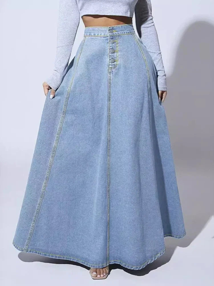 Damen-Jeansrock in A-Linie mit Knopfverschluss
