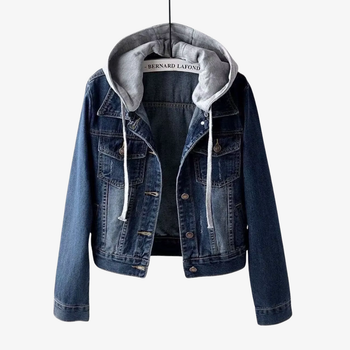 Stilvolle, kurze Jeansjacke mit Kapuze für Damen