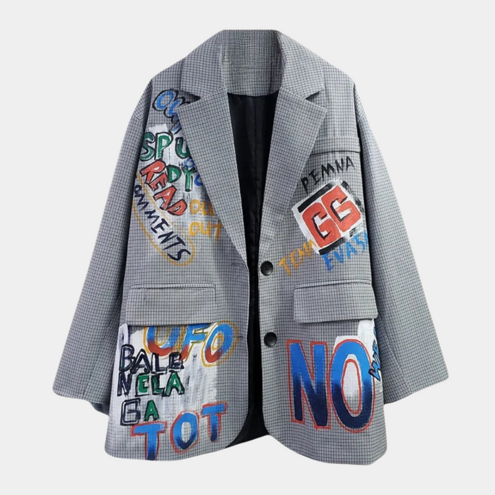 Oversized Damenblazer mit dezentem Karomuster