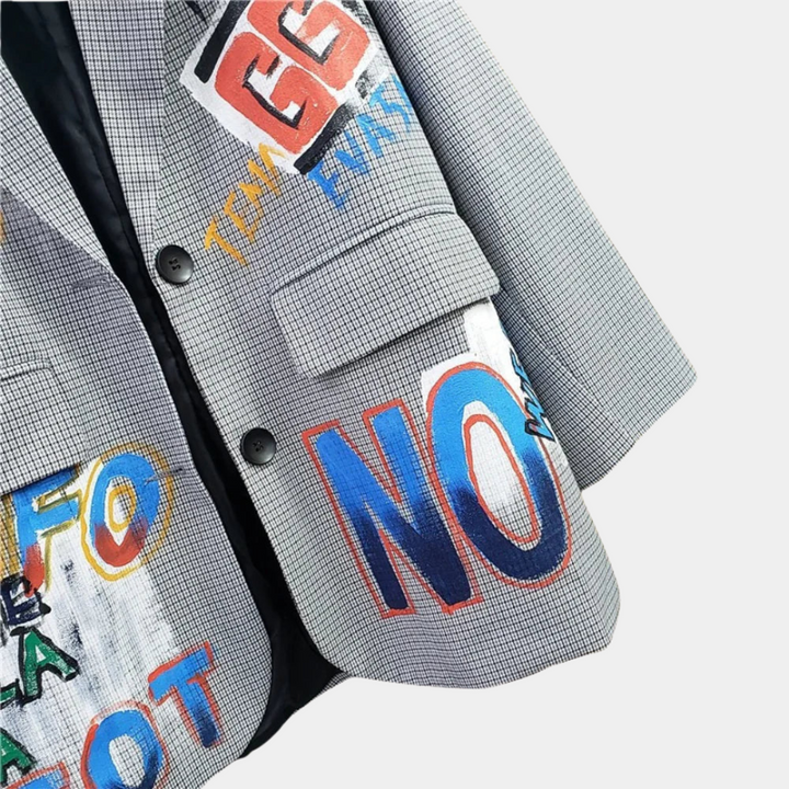 Oversized Damenblazer mit dezentem Karomuster
