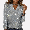 Damen V-Ausschnitt Paillettenpullover