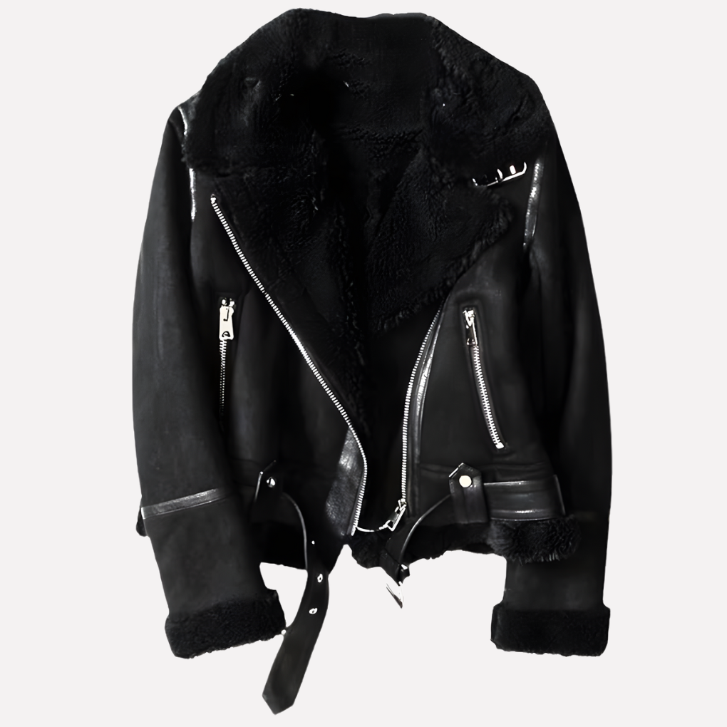 Damenjacke mit plüschigem Innenfutter und verstellbarem Saum