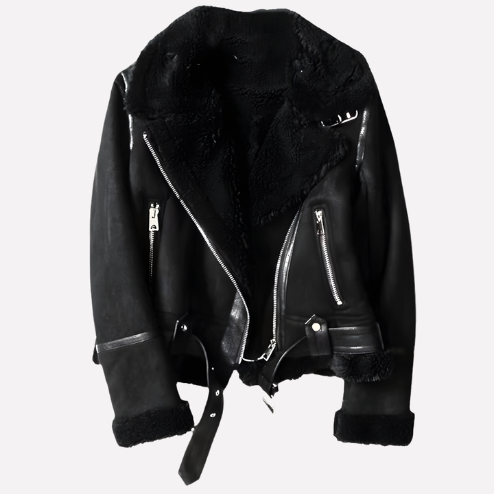 Damenjacke mit plüschigem Innenfutter und verstellbarem Saum