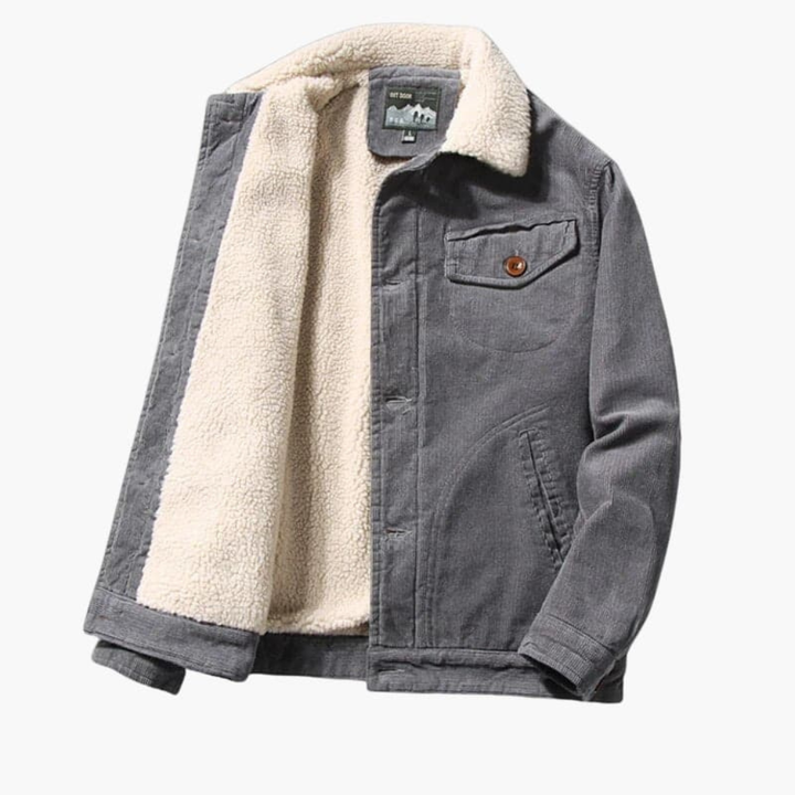 Herren Cordjacke mit Sherpa-Futter und Knopfverschluss