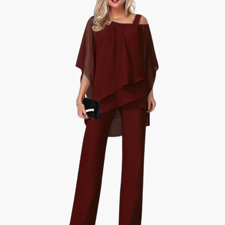 Damen-Jumpsuit mit Kalt-Schulter und weitem Bein