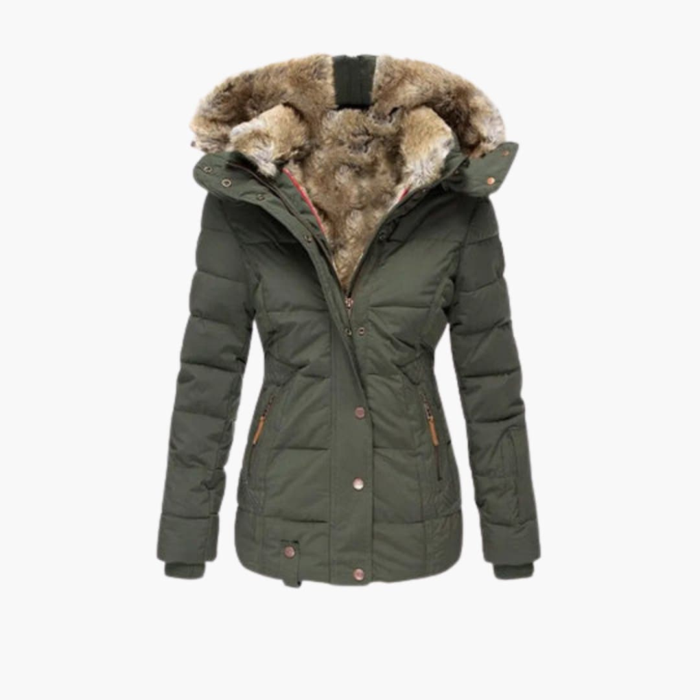 Damenjacke mit geprägter Oberfläche und Verschlüssen