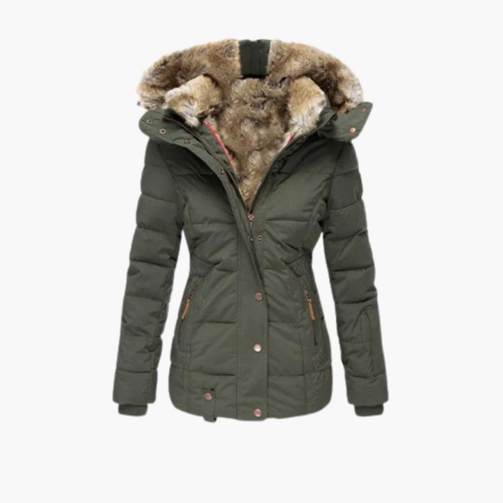 Damenjacke mit geprägter Oberfläche und Verschlüssen