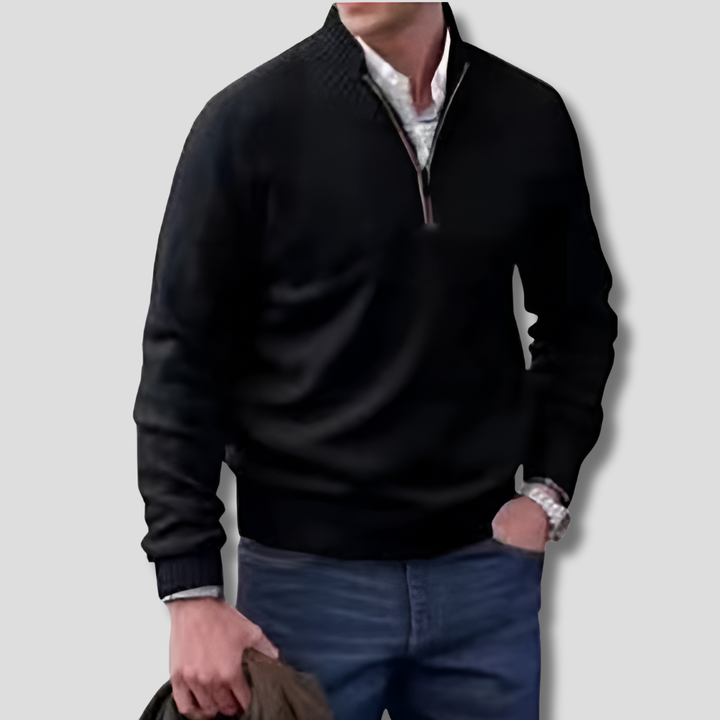 Herren-Pullover mit halbem Reißverschluss