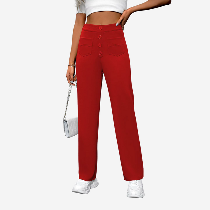 Hoch taillierte Straight-Leg-Hose für Damen