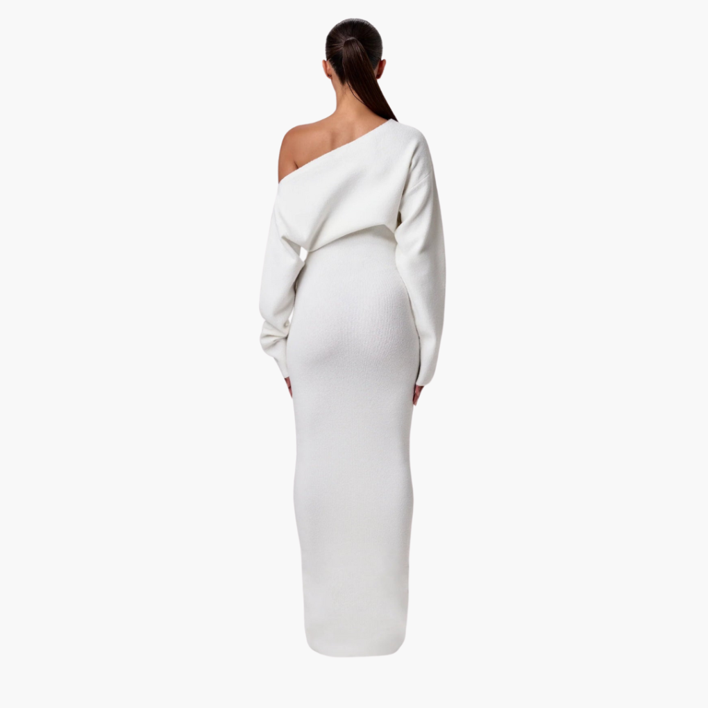 Off-Shoulder Strickkleid für Frauen – Elegantes Abendkleid