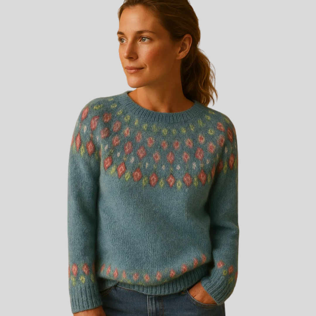Bedruckter Wollpullover für Damen