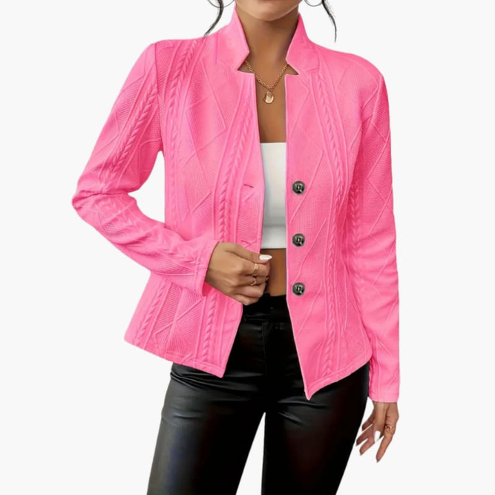 Damenblazer mit Reverskragen und Knopfverschluss