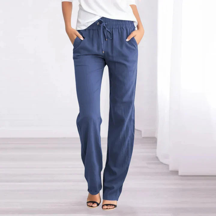 Luftige Baumwoll-Leinenhose für Damen