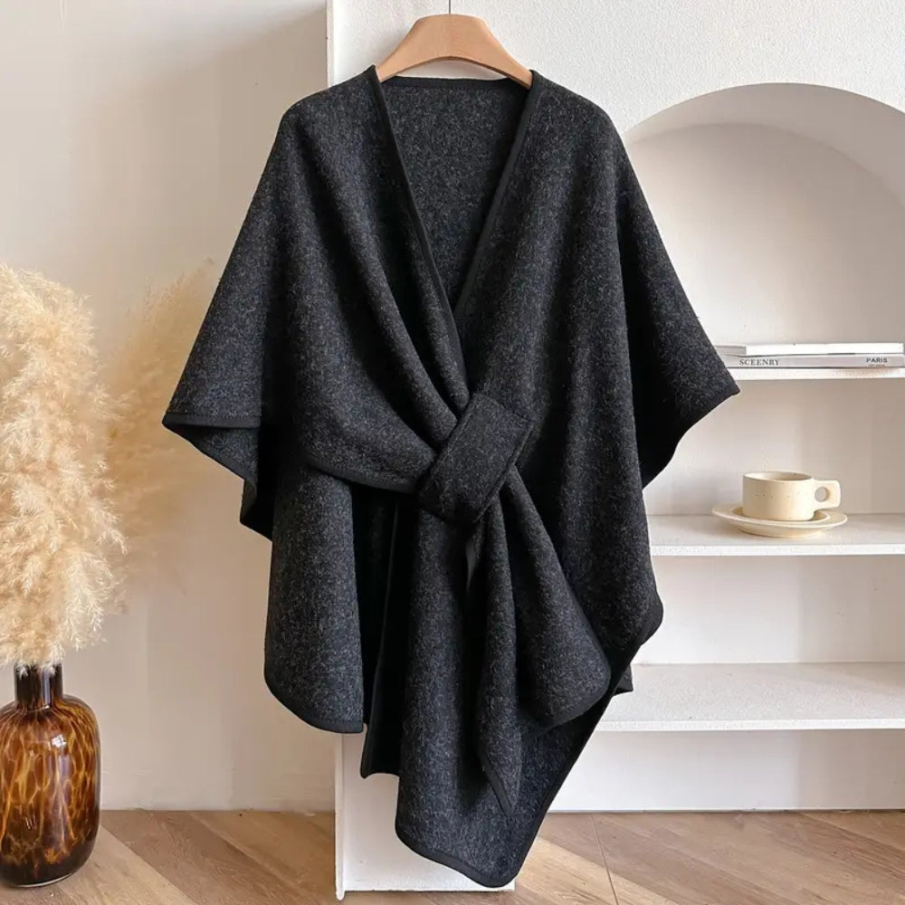 Luxuriöser windabweisender Schal-Mantel für Damen