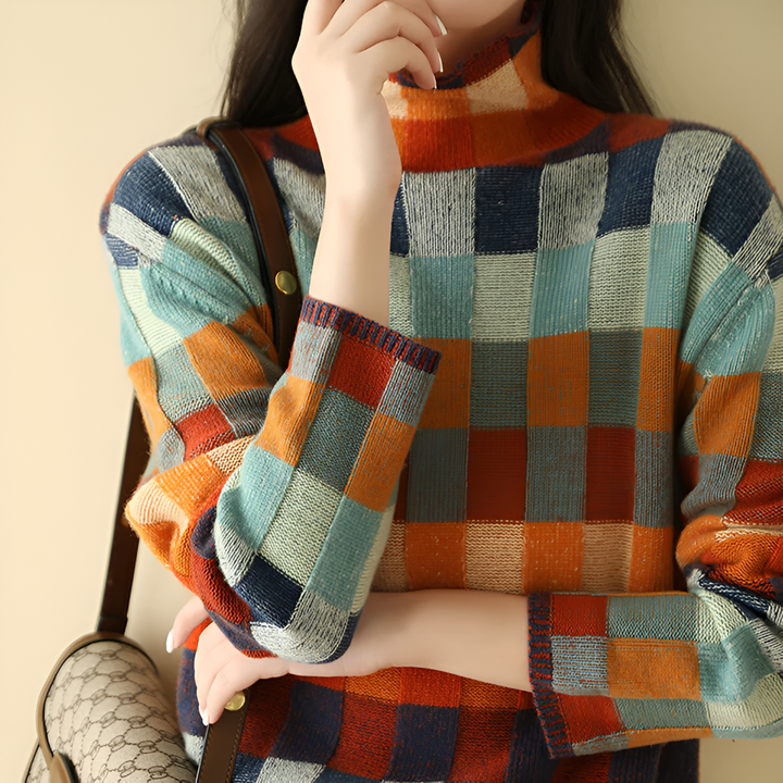 Luxuriöser Pullover aus feiner Wolle mit hohem Kragen