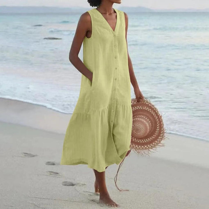 Damen V-Ausschnitt Kleid – Elegante Alltagskleidung