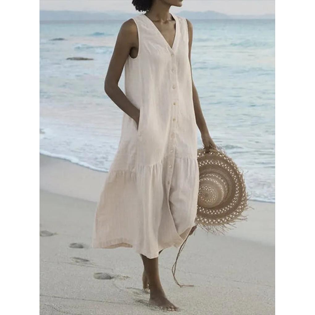 Damen V-Ausschnitt Kleid – Elegante Alltagskleidung