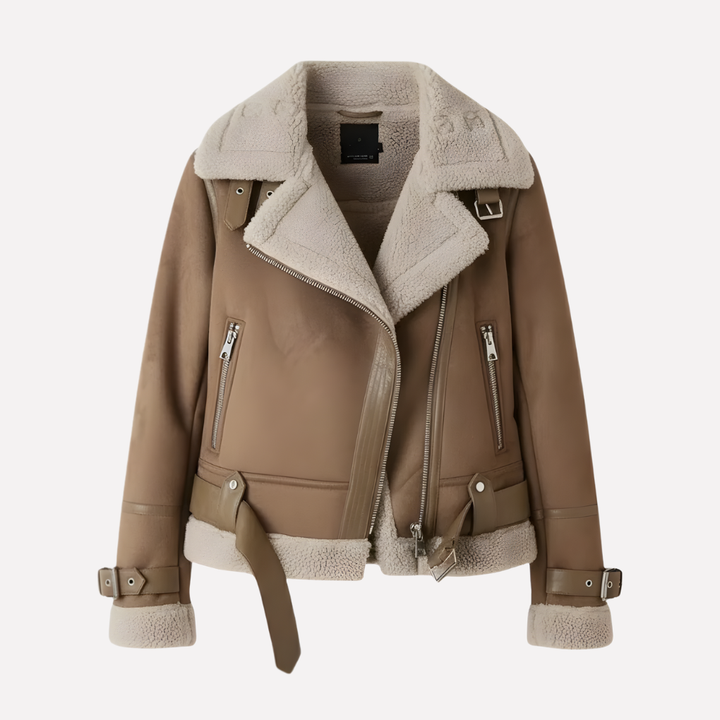 Damenjacke mit plüschigem Innenfutter und verstellbarem Saum