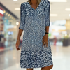 Damen Midikleid für den Sommer mit V-Ausschnitt und Dreiviertelärmeln