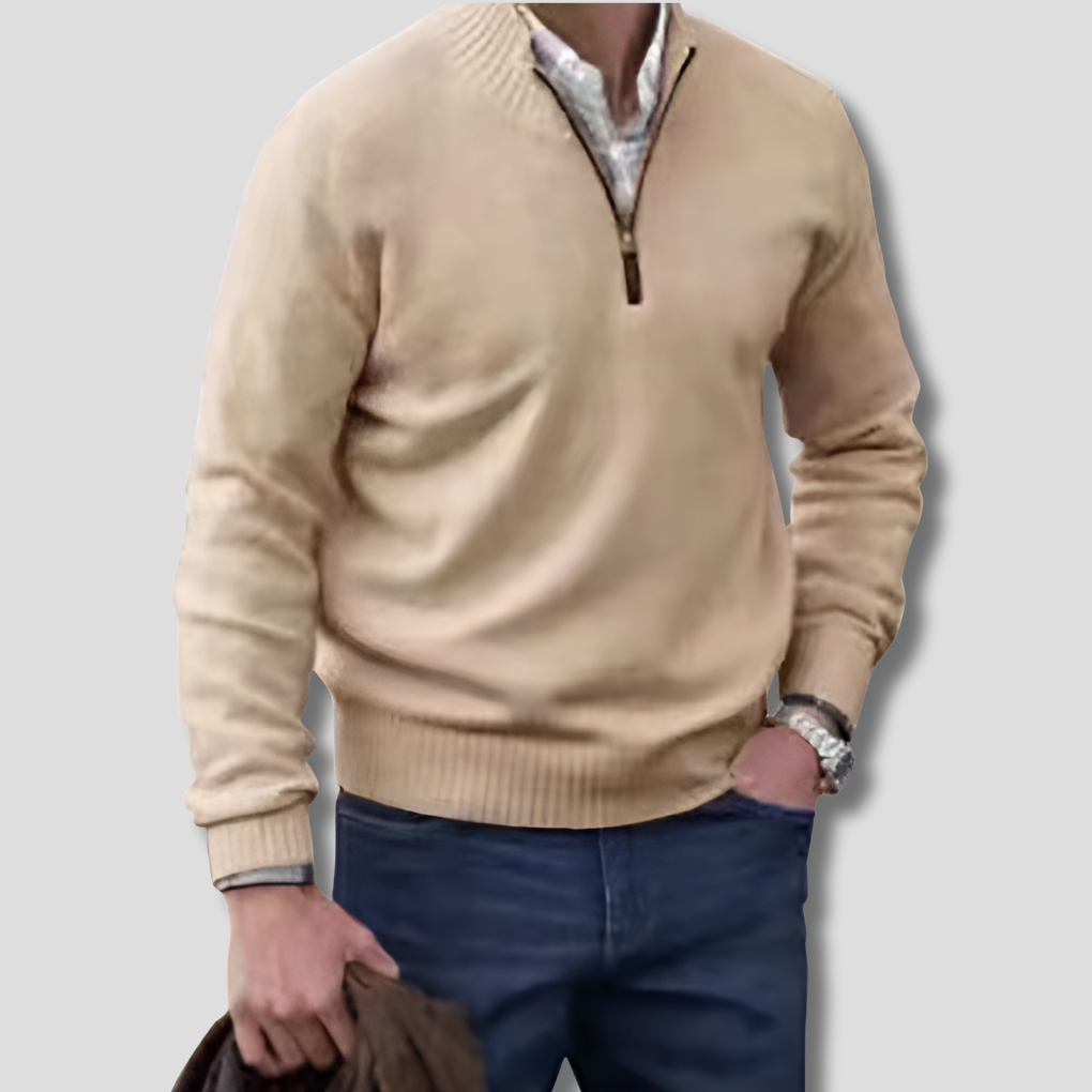 Herren-Pullover mit halbem Reißverschluss