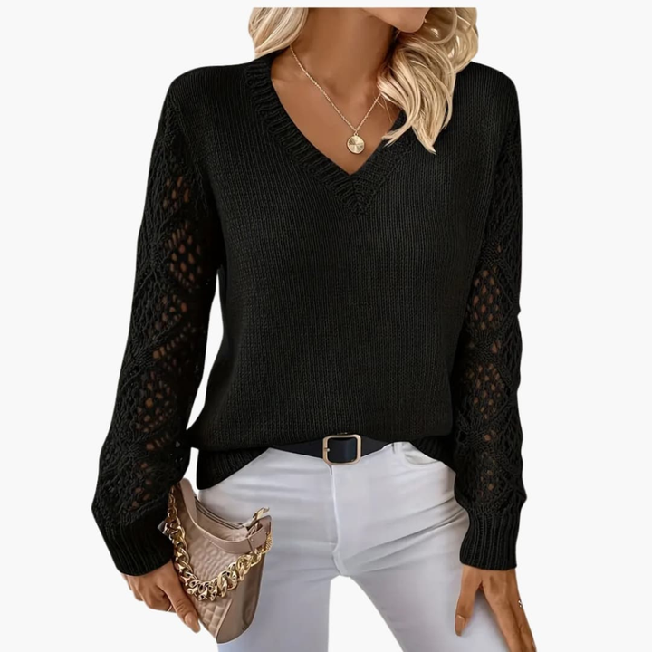 Damen Feinstrickpullover mit V-Ausschnitt und langen Ärmeln