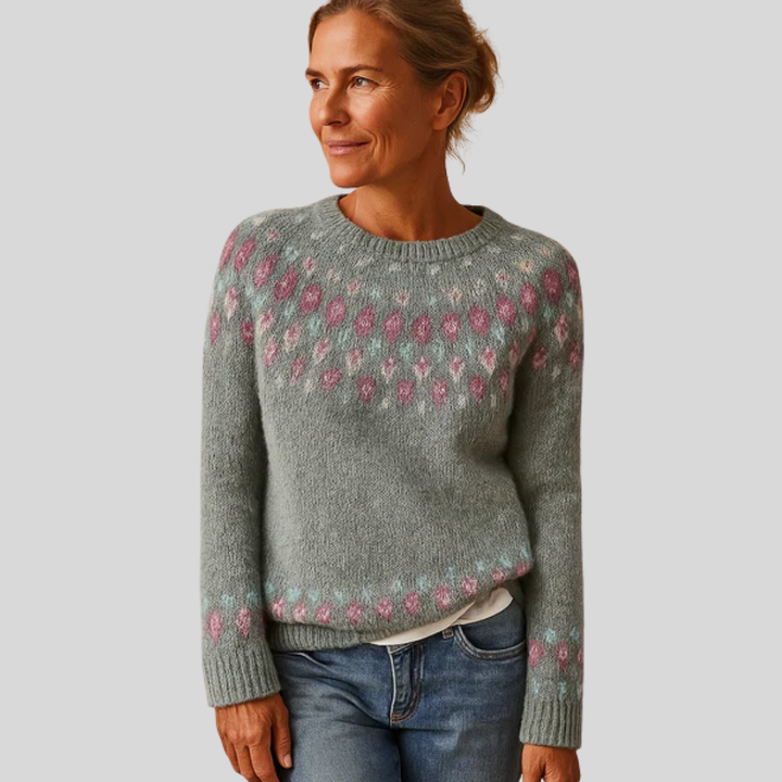 Bedruckter Wollpullover für Damen