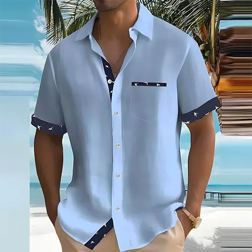 Atmungsaktives Herren-Sommerhemd mit kurzen Ärmeln
