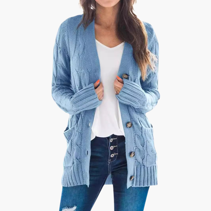Damen-Cardigan mit Knöpfen und Taschen