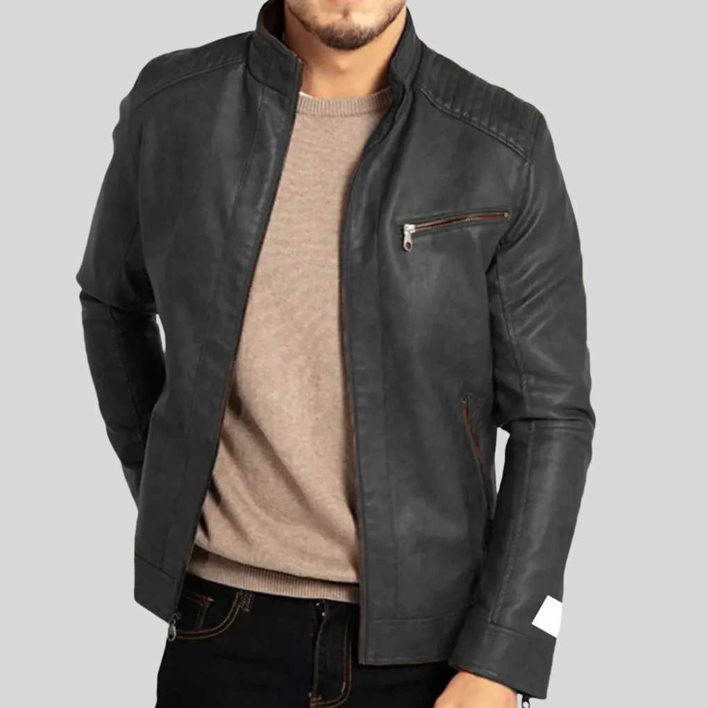 Windabweisende Lederjacke für Herren