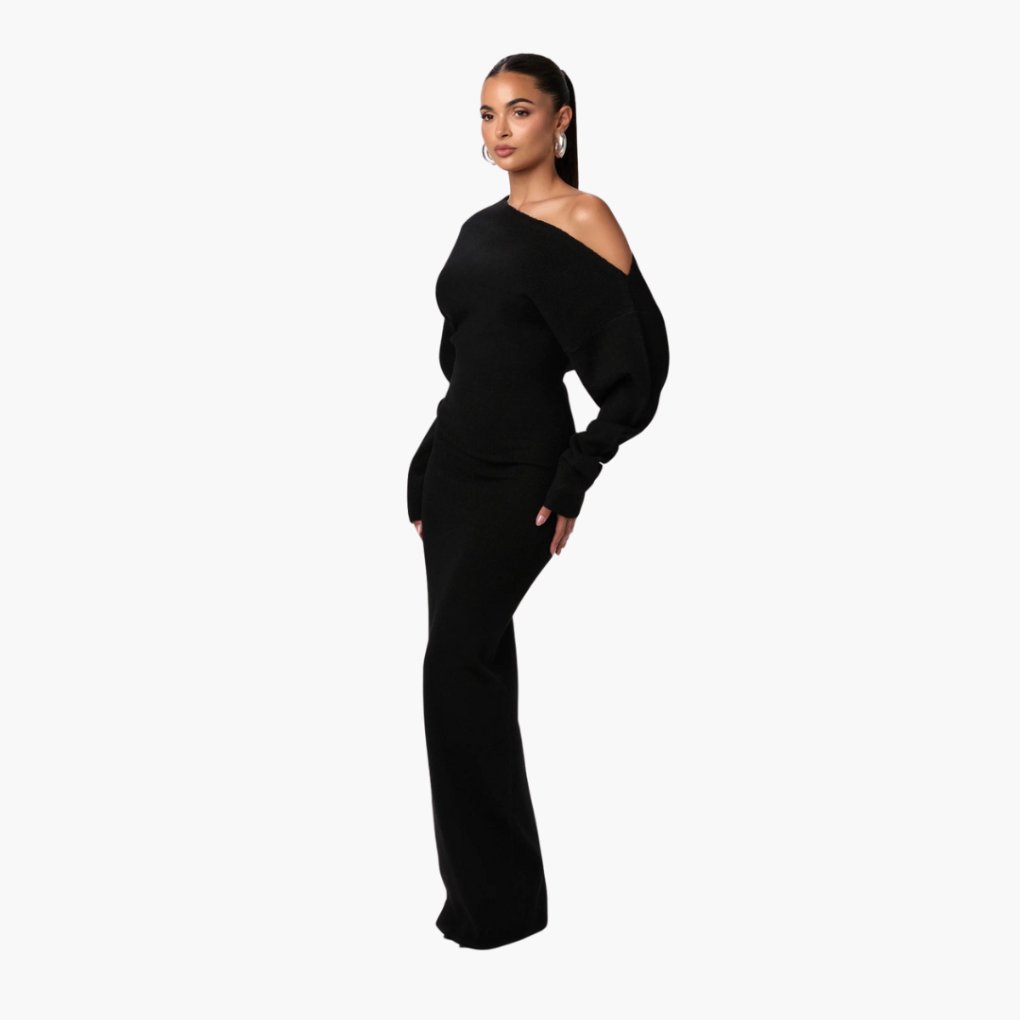 Off-Shoulder Strickkleid für Frauen – Elegantes Abendkleid