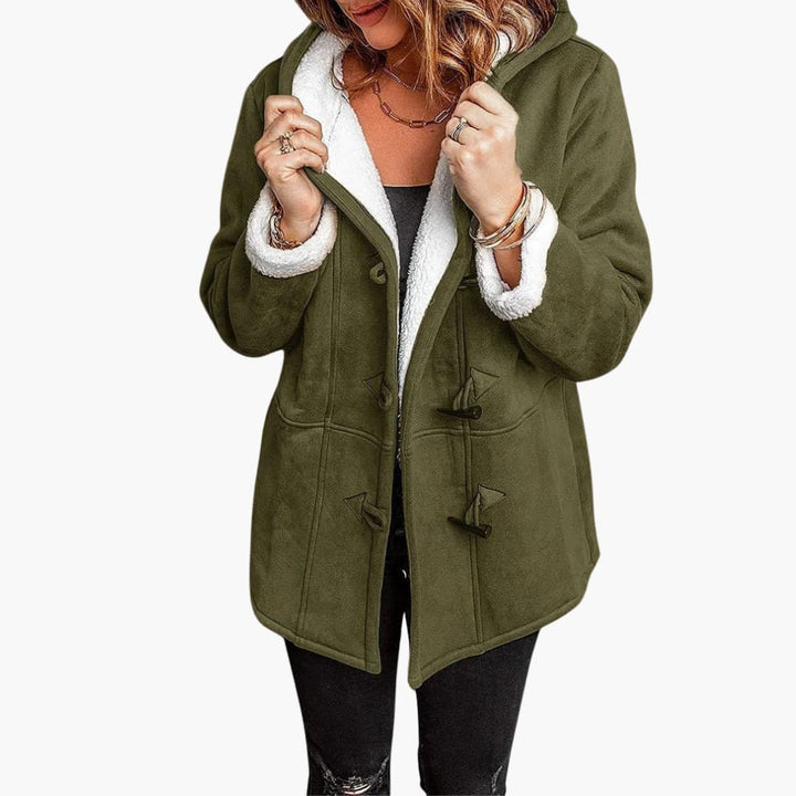 Damen-Hoodie-Mantel – Knopfverschluss-Style