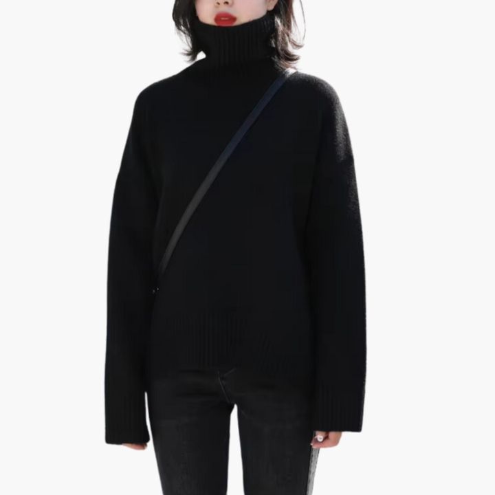 Damen Rollkragenpullover mit langen Ärmeln und gerippter Textur