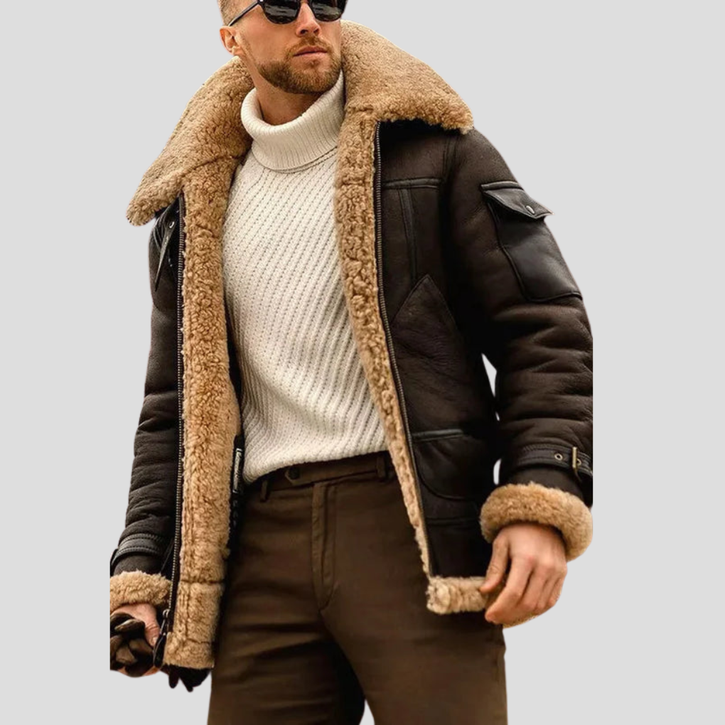 Herren-Bikerjacke in Kamelfarbe