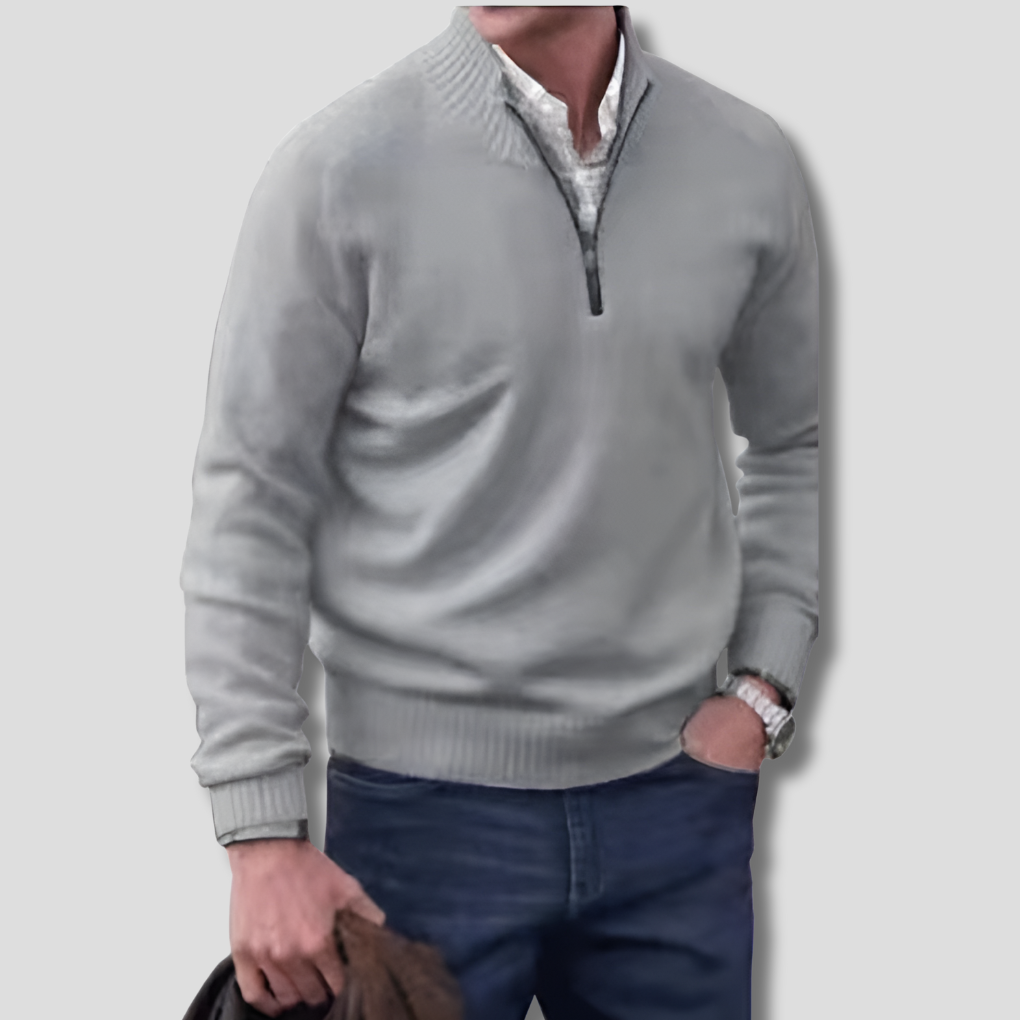 Herren-Pullover mit halbem Reißverschluss