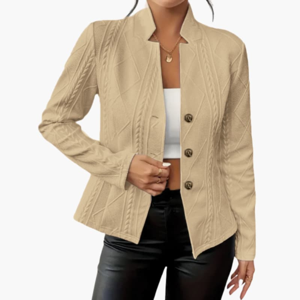 Damenblazer mit Reverskragen und Knopfverschluss